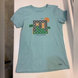 Life Is Good Women’s Crusher T shirt Medium Beach Wordle Short Sleeve Top